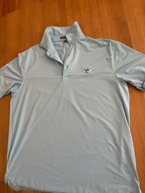 Peter Millar Light Blue Striped Performance Polo CCNC